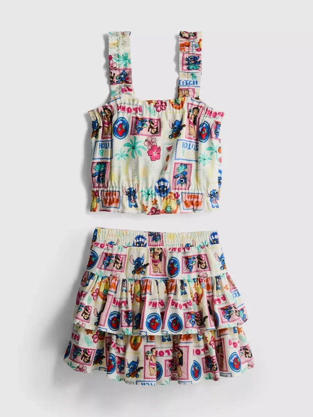 1,5-9 ani | Set compus din top cu Stitch de la Disney și fustă Rara 1,5-9 ani | Set compus din top cu Stitch de la Disney și fustă Rara