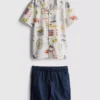 1,5-9 ani | Set compus din tricou și pantaloni scurți cu imprimeu 1,5-9 ani | Set compus din tricou și pantaloni scurți cu imprimeu