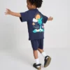 1,5–9 ani | Set de tricou și pantaloni scurți cu imprimeu tropical flocat