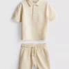 1-9 ani | Set compus din tricou polo texturat și pantaloni scurți 1-9 ani | Set compus din tricou polo texturat și pantaloni scurți