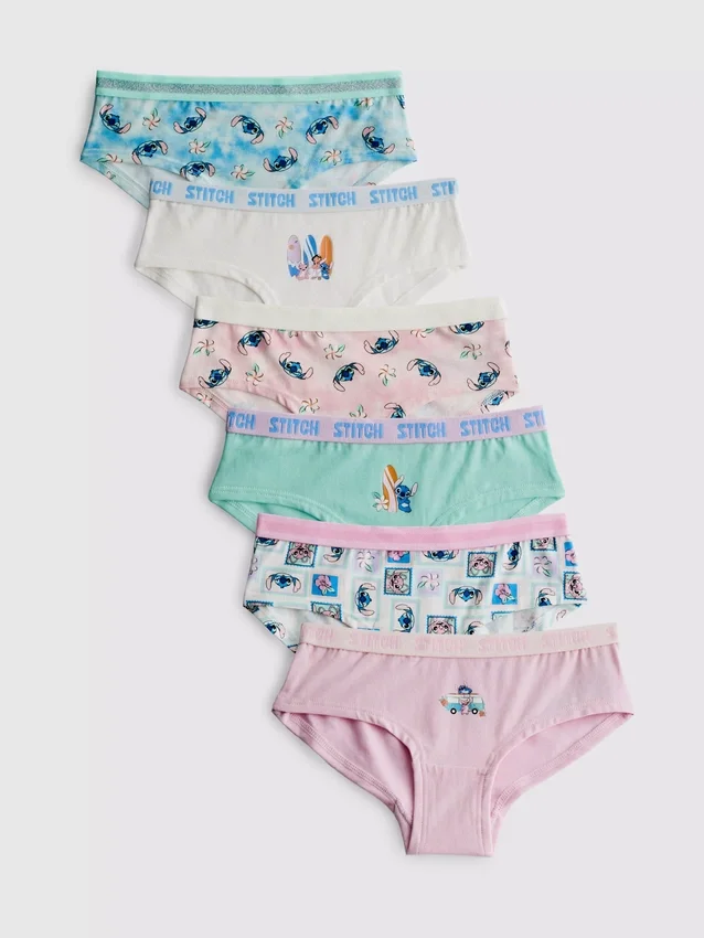 2-15 ani | pachet de 6 chiloți hipster cu Stitch de la Disney 2-15 ani | pachet de 6 chiloți hipster cu Stitch de la Disney