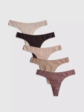 5 pereche de tanga neutre din bumbac