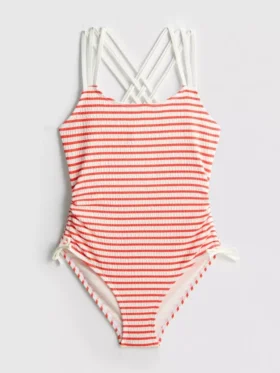 7-15 ani | costum de baie cu dungi și volane 7-15 ani | costum de baie cu dungi și volane