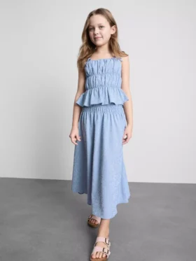 7-15 ani | fustă midi în carouri gingham
