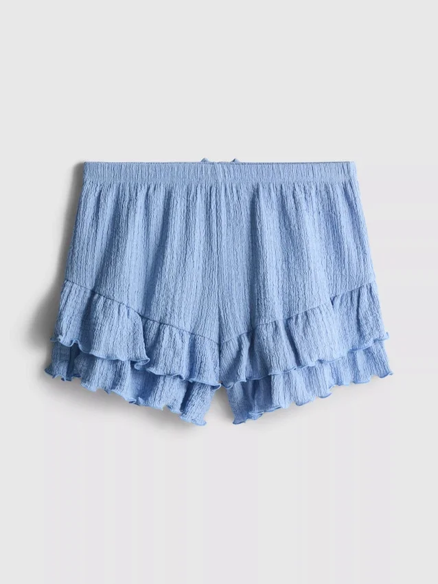 7-15 ani | Pantaloni Scurți cu volane și efect de șifonare 7-15 ani | Pantaloni Scurți cu volane și efect de șifonare