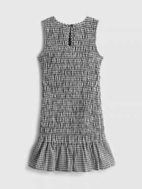 7-15 ani | rochie fără mâneci din bumbac cu imprimeu gingham și volane