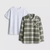 7-15 ani | set compus din tricou și cămașă în carouri