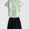 7-15 ani | Set de cămăși și pantaloni scurți din bumbac slub