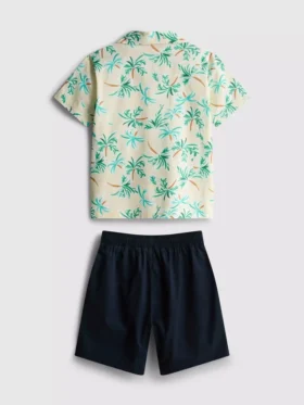 7-15 ani | Set de cămăși și pantaloni scurți din bumbac slub