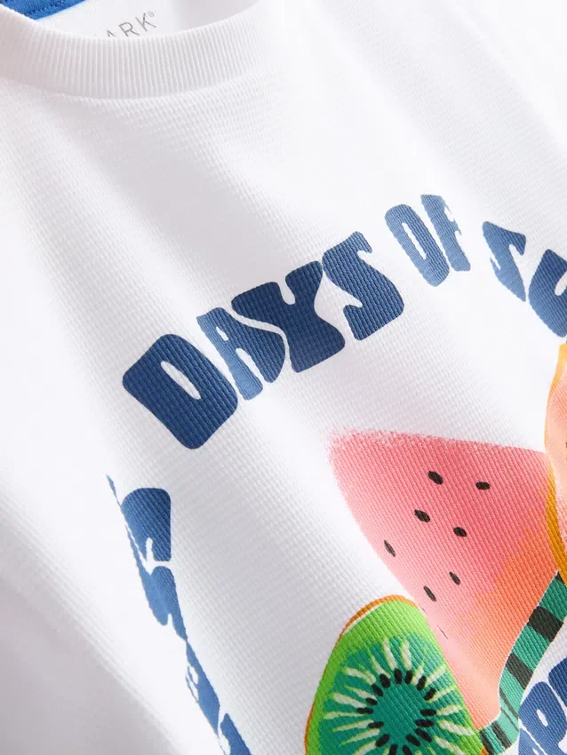 7-15 ani | tricou texturat cu imprimeu de fructe 7-15 ani | tricou texturat cu imprimeu de fructe