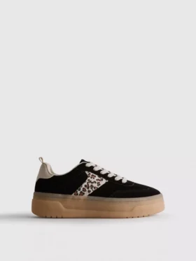 Adidași cu talpă groasă din cauciuc și imprimeu leopard
