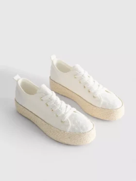 Adidași din pânză de iută cu talpă plată