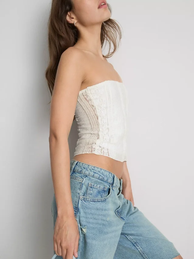 Bandeau din dantelă cu amestec de bumbac Bandeau din dantelă cu amestec de bumbac