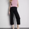 Blugi cropped din denim cu croi larg Blugi cropped din denim cu croi larg