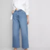 Blugi cropped din denim cu croi larg Blugi cropped din denim cu croi larg