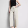 Blugi cropped din denim cu croi larg Blugi cropped din denim cu croi larg