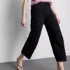 Blugi cropped din denim cu croi larg Blugi cropped din denim cu croi larg