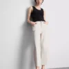Blugi cropped din denim cu croi larg Blugi cropped din denim cu croi larg