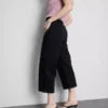 Blugi cropped din denim cu croi larg Blugi cropped din denim cu croi larg
