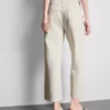 Blugi cropped din denim cu croi larg Blugi cropped din denim cu croi larg