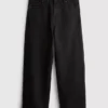 Blugi cropped din denim cu croi larg Blugi cropped din denim cu croi larg