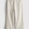 Blugi cropped din denim cu croi larg Blugi cropped din denim cu croi larg