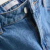 Blugi cropped din denim cu croi larg Blugi cropped din denim cu croi larg