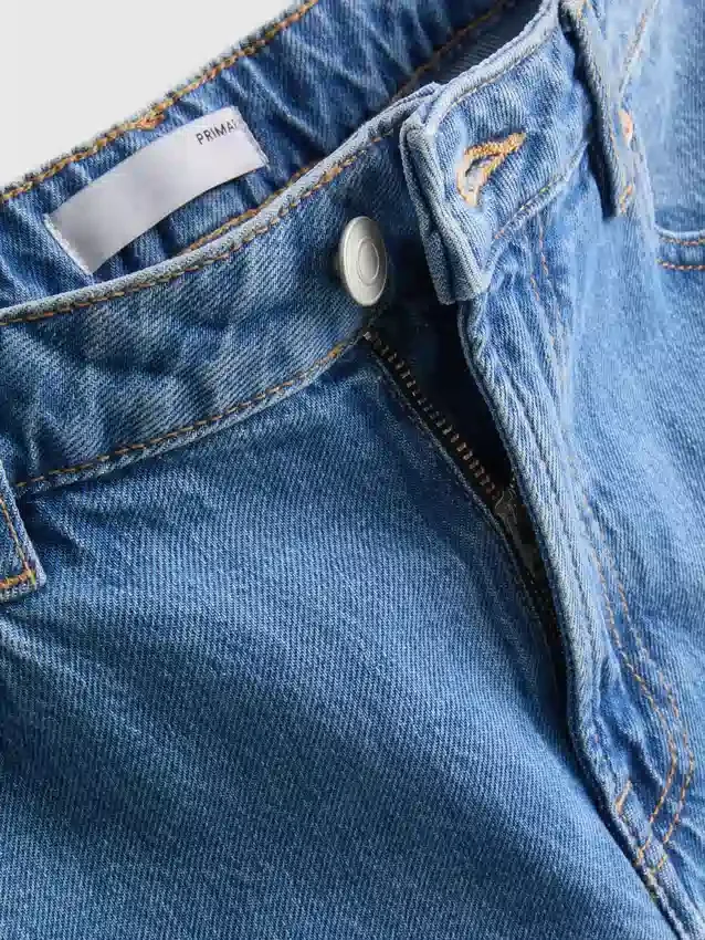 Blugi cropped din denim cu croi larg Blugi cropped din denim cu croi larg