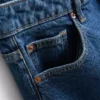 Blugi cropped din denim cu croi larg Blugi cropped din denim cu croi larg