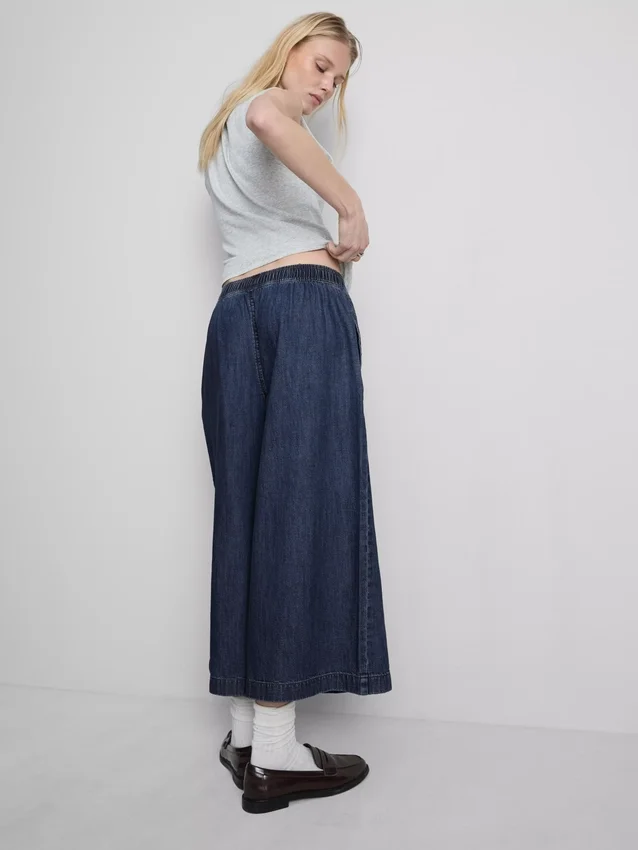 Blugi culotte cu croi larg Blugi culotte cu croi larg