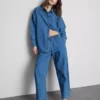 Blugi de trening din denim de bumbac, cu croială conică Blugi de trening din denim de bumbac, cu croială conică