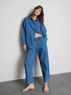 Blugi de trening din denim de bumbac, cu croială conică