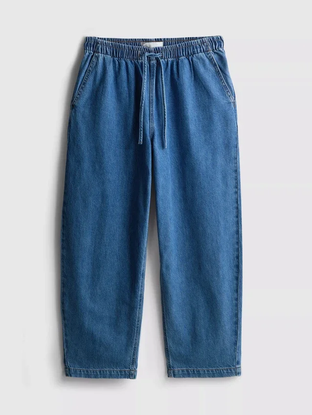 Blugi de trening din denim de bumbac, cu croială conică Blugi de trening din denim de bumbac, cu croială conică