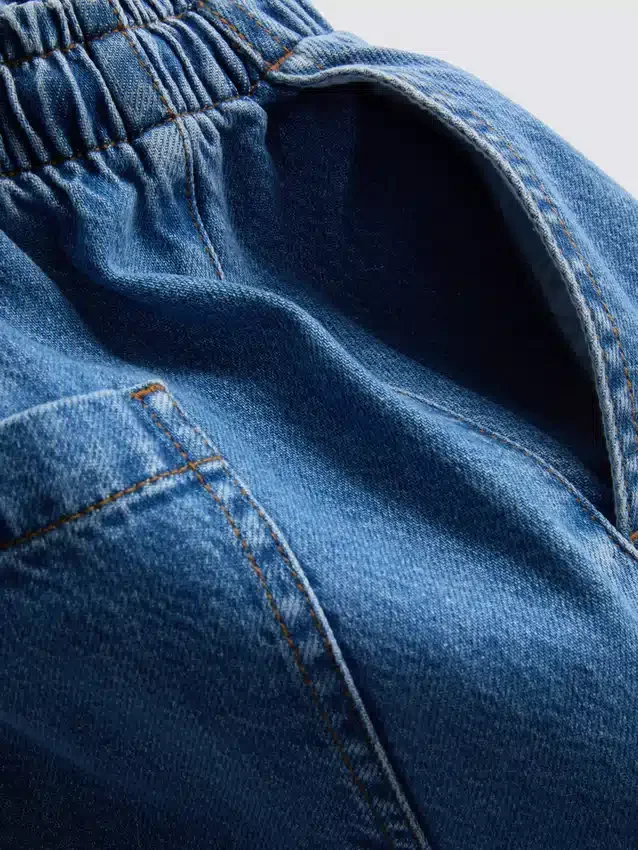 Blugi de trening din denim de bumbac, cu croială conică Blugi de trening din denim de bumbac, cu croială conică