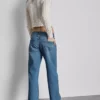 Blugi din denim cu talie joasă, croi drept și lejer Blugi din denim cu talie joasă, croi drept și lejer