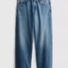 Blugi din denim cu talie joasă, croi drept și lejer Blugi din denim cu talie joasă, croi drept și lejer