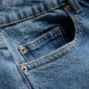 Blugi din denim cu talie joasă, croi drept și lejer Blugi din denim cu talie joasă, croi drept și lejer
