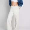 Blugi din denim de bumbac cu croi drept