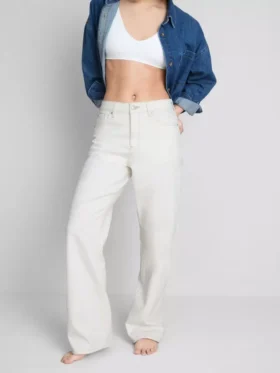Blugi din denim de bumbac cu croi drept