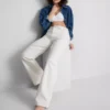 Blugi din denim de bumbac cu croi drept