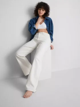 Blugi din denim de bumbac cu croi drept