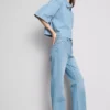 Blugi din denim de bumbac cu croi drept Blugi din denim de bumbac cu croi drept