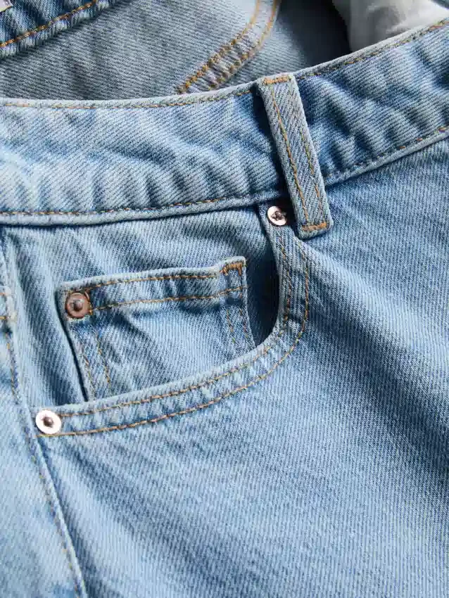Blugi din denim de bumbac cu croi drept Blugi din denim de bumbac cu croi drept