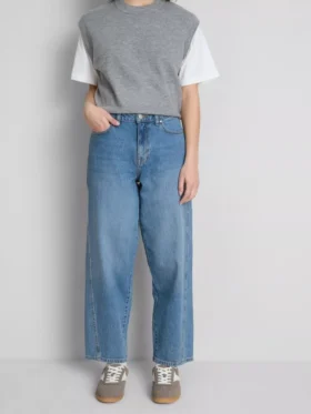 Blugi din denim de bumbac, cu croi drept și picioare conice