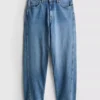 Blugi din denim de bumbac, cu croi drept și picioare conice Blugi din denim de bumbac, cu croi drept și picioare conice