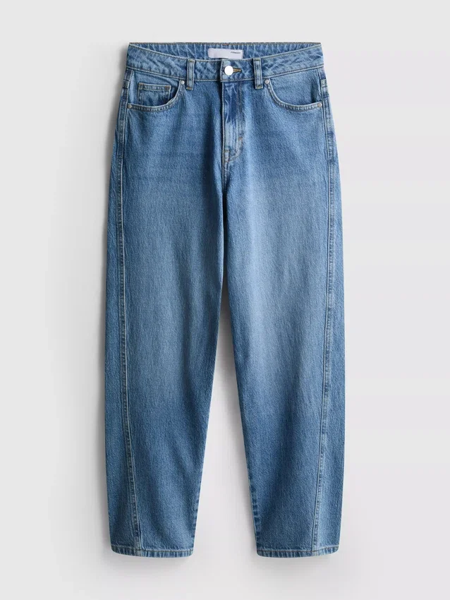 Blugi din denim de bumbac, cu croi drept și picioare conice Blugi din denim de bumbac, cu croi drept și picioare conice