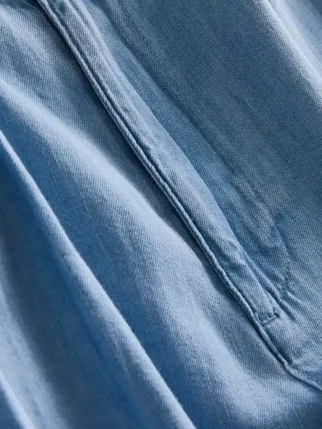 Blugi din denim de bumbac, cu croi larg și pliuri Blugi din denim de bumbac, cu croi larg și pliuri