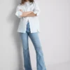 Blugi din denim de bumbac, cu talie medie și croi evazat Blugi din denim de bumbac, cu talie medie și croi evazat