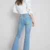 Blugi din denim de bumbac, cu talie medie și croi evazat Blugi din denim de bumbac, cu talie medie și croi evazat