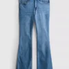 Blugi din denim de bumbac, cu talie medie și croi evazat Blugi din denim de bumbac, cu talie medie și croi evazat